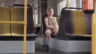 Surprising Pretty good forth Bus (downblouse together with upskirt no pantie)